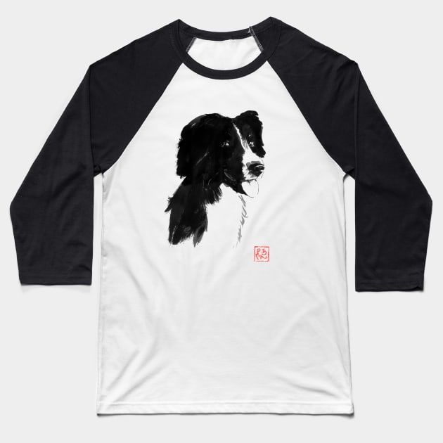 chien noir Baseball T-Shirt by pechane